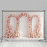 Aperturee - Aperturee Sweet Pink Triple Arch Door Elegant Wedding Backdrop
